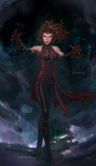 One of Andy Park’s concept designs for the Scarlet Witch’s costume in Captain America: Civil War. Note that it shares a number of aesthetic similarities to the Scarlet Witch’s costume from Marvel’s Ultimate books.